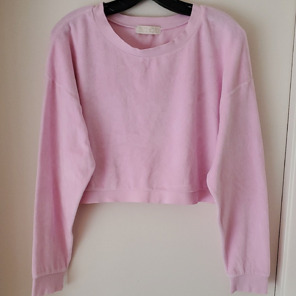 Suzie Kondi Boatneck Terry Crop Sweatshirt - Picture 1 of 4